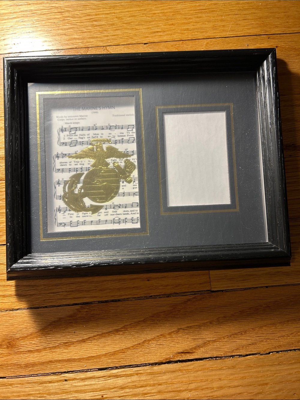 Black and Gold Military Emblem Double Photo Frame